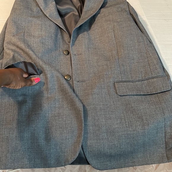 📸Bernhard Altmann Gray Men Suit Jacket Blazer Bronze Crescent Buttons 44 Long - Picture 6 of 17